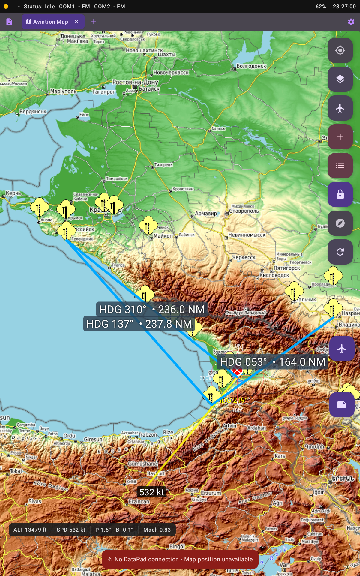 Route lines overlay with labels
