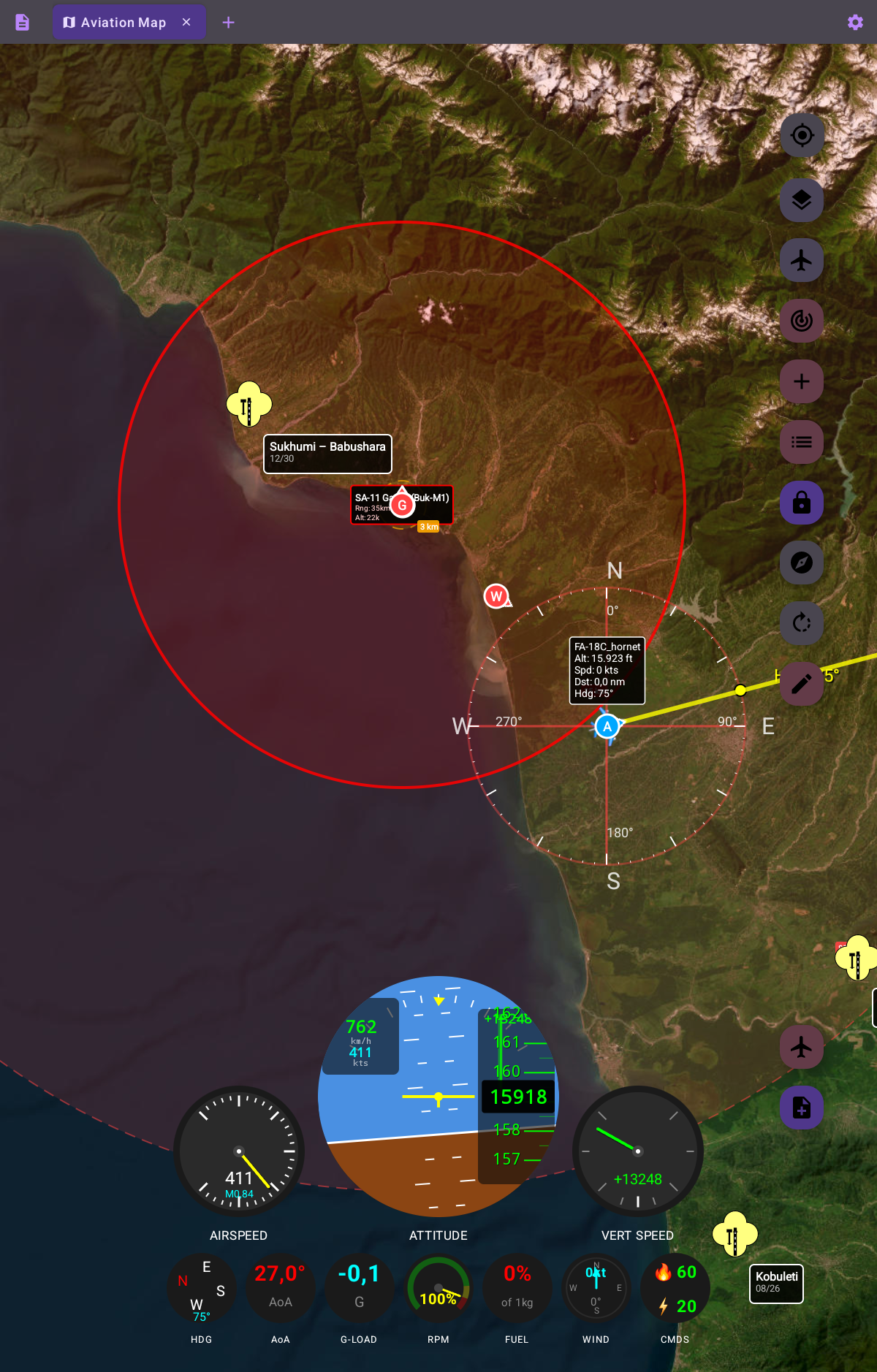 AA map range rings visualization