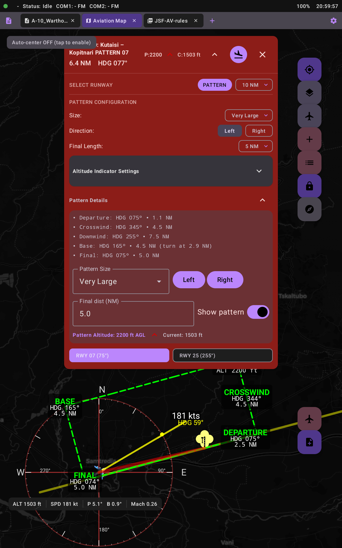 Calculator for landing patterns